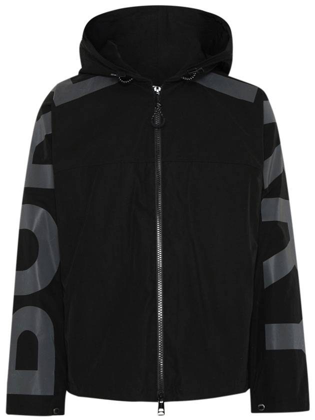 Burberry Logo Print Lightweight Zip-Up Hoodie Black