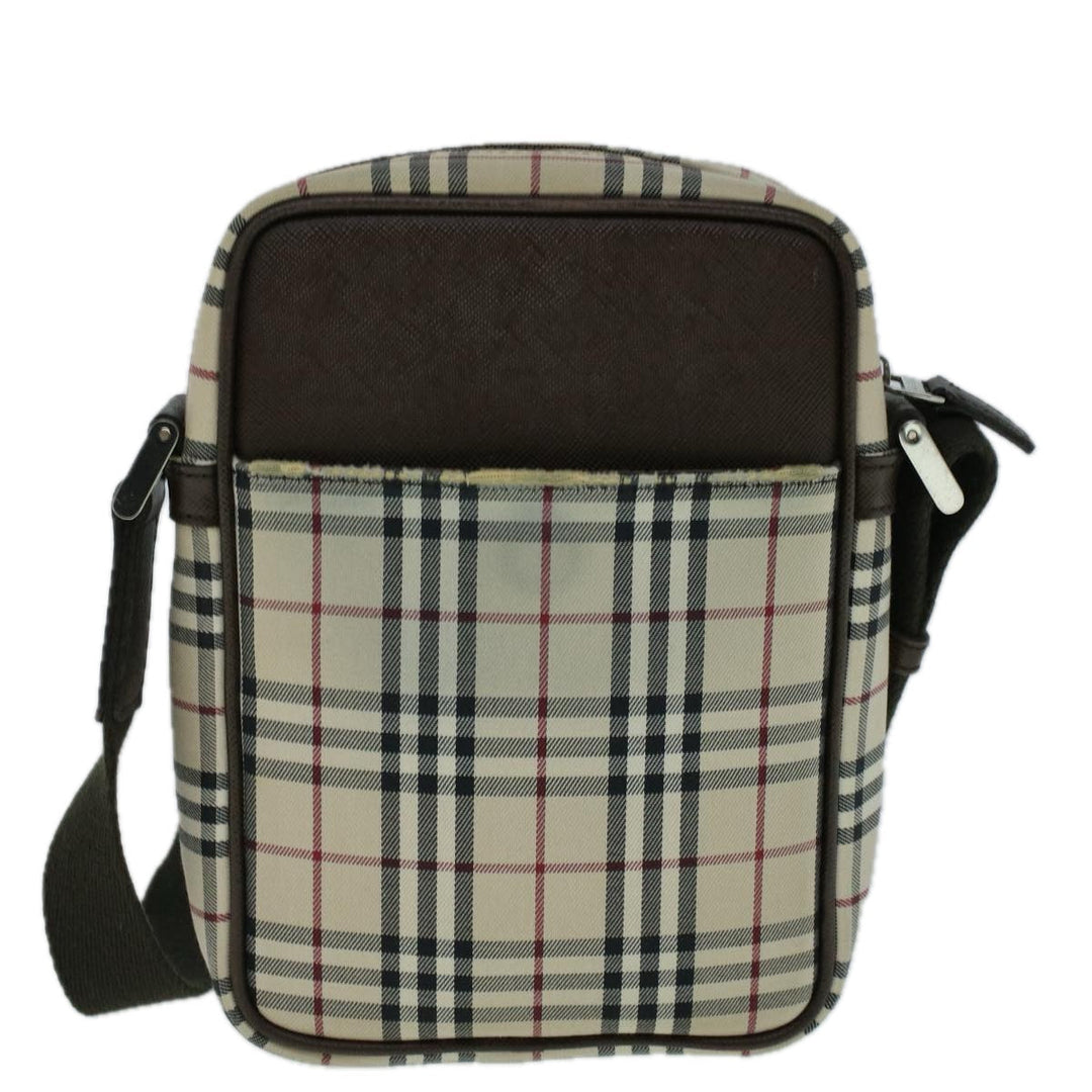 Burberry Nova Check Shoulder Bag Canvas Beige Brown Auth 56460