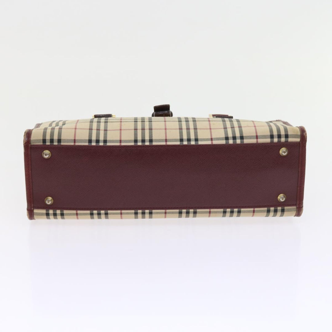 Burberry Nova Check Hand Bag Nylon Canvas Beige Auth 56466