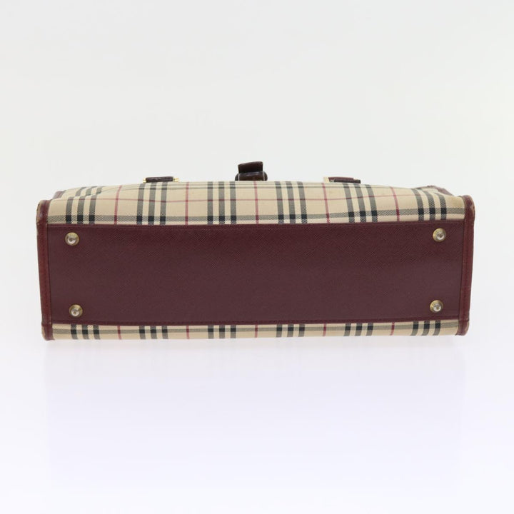 Burberry Nova Check Hand Bag Nylon Canvas Beige Auth 56466