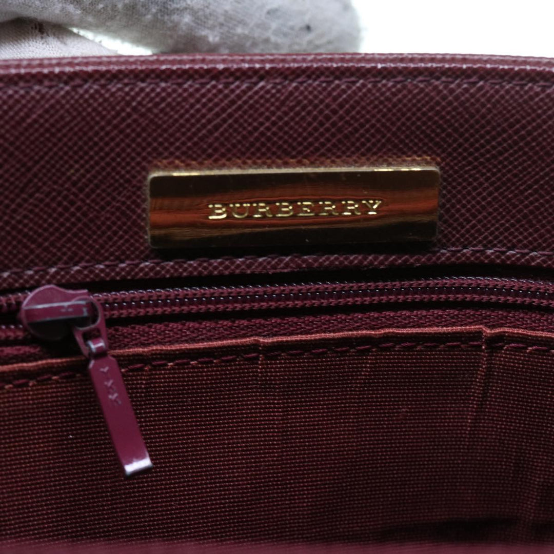 Burberry Nova Check Hand Bag Nylon Canvas Beige Auth 56466