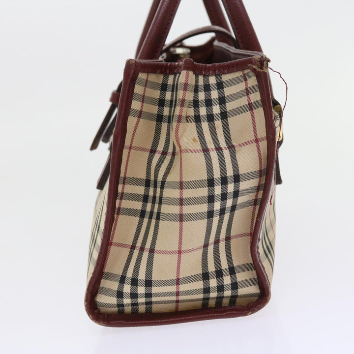 Burberry Nova Check Hand Bag Nylon Canvas Beige Auth 56466