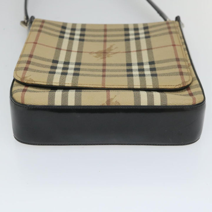 BurberrySs Nova Check Shoulder Bag PVC Leather Beige Black Auth 56484