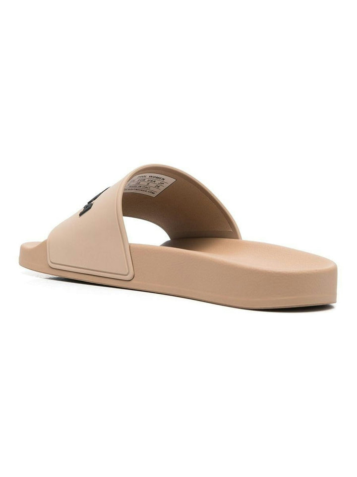 BEIGE RUBBER SLIDE SANDALS