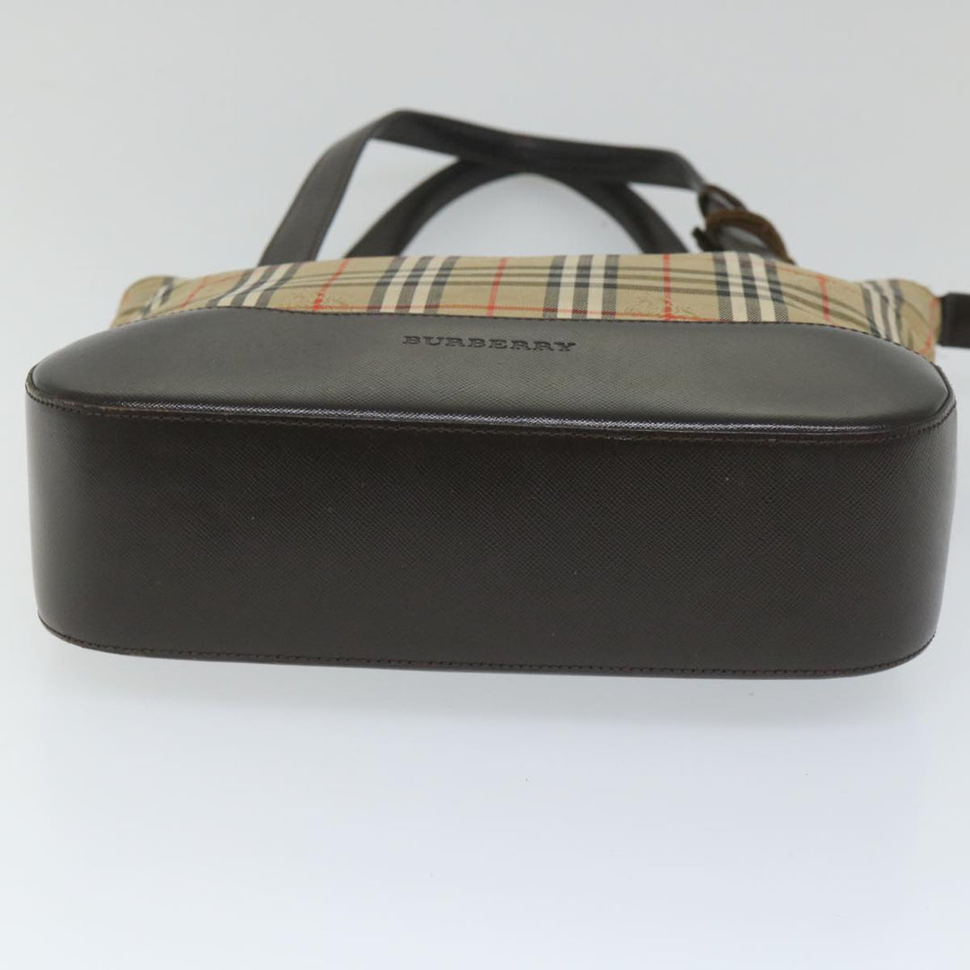 Burberry Nova Check Hand Bag Canvas Beige Brown Auth 56572