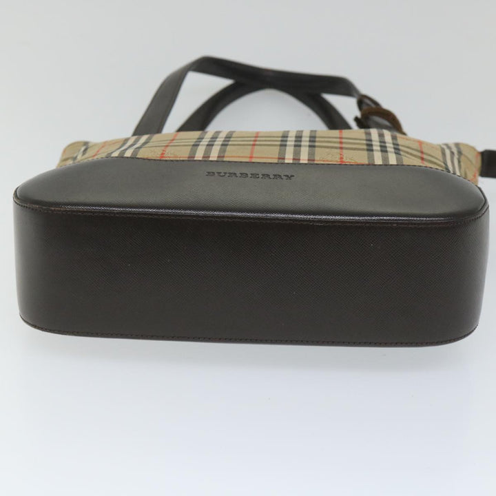 Burberry Nova Check Hand Bag Canvas Beige Brown Auth 56572