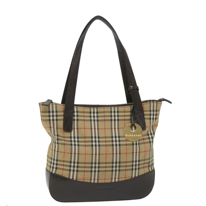 Burberry Nova Check Hand Bag Canvas Beige Brown Auth 56572