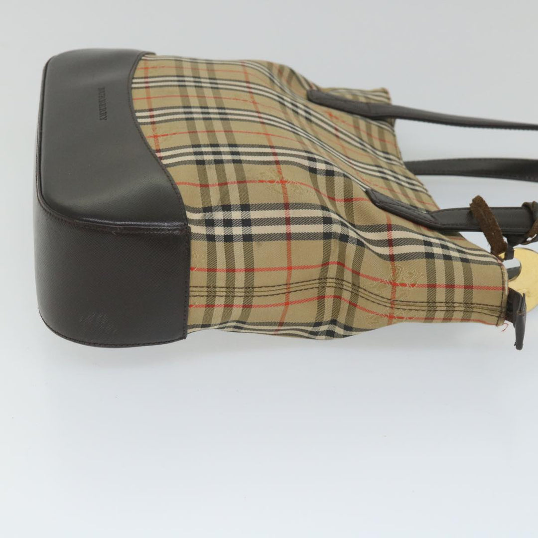 Burberry Nova Check Hand Bag Canvas Beige Brown Auth 56572