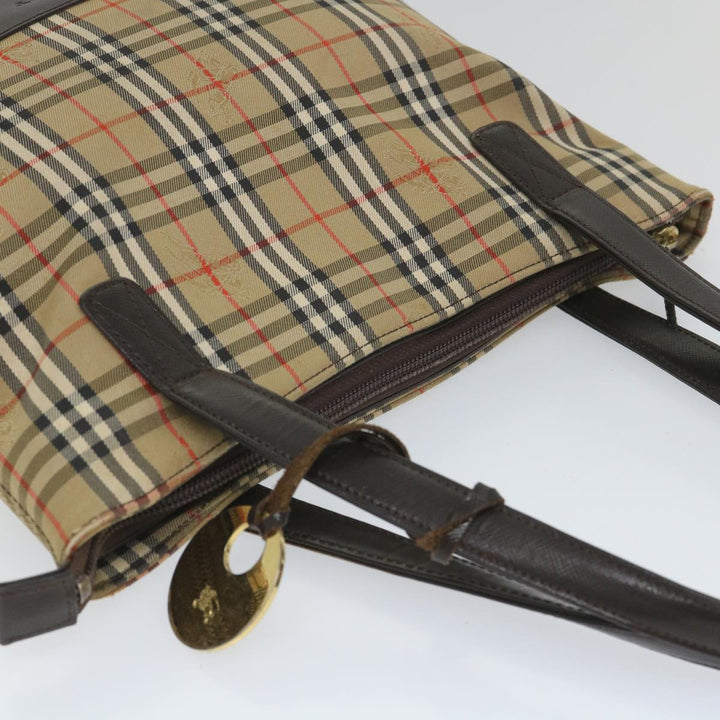 Burberry Nova Check Hand Bag Canvas Beige Brown Auth 56572