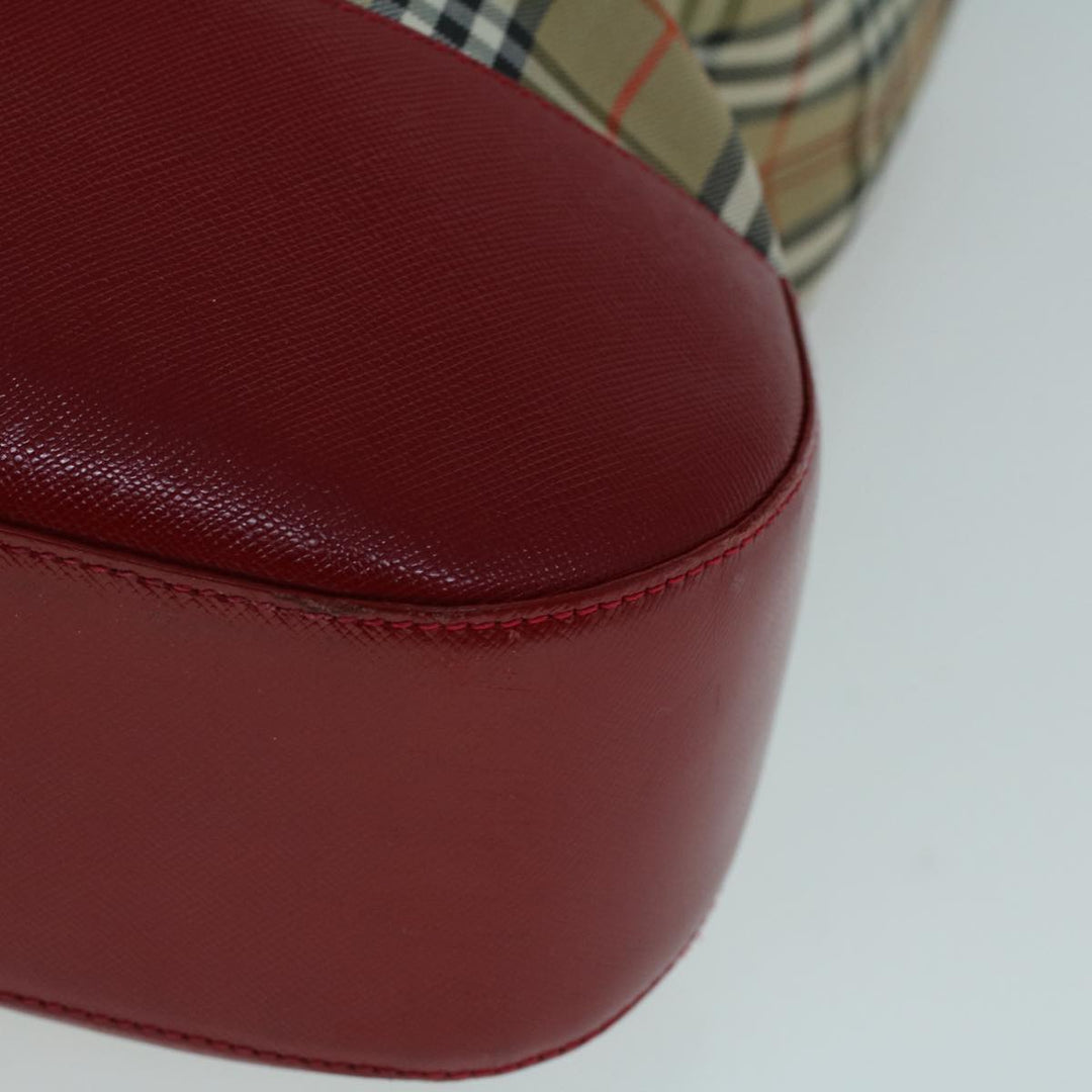 BurberrySs Nova Check Tote Bag Canvas Beige Red Auth 56573