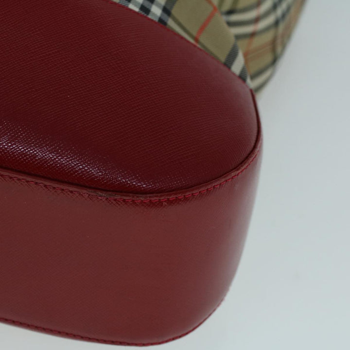 BurberrySs Nova Check Tote Bag Canvas Beige Red Auth 56573
