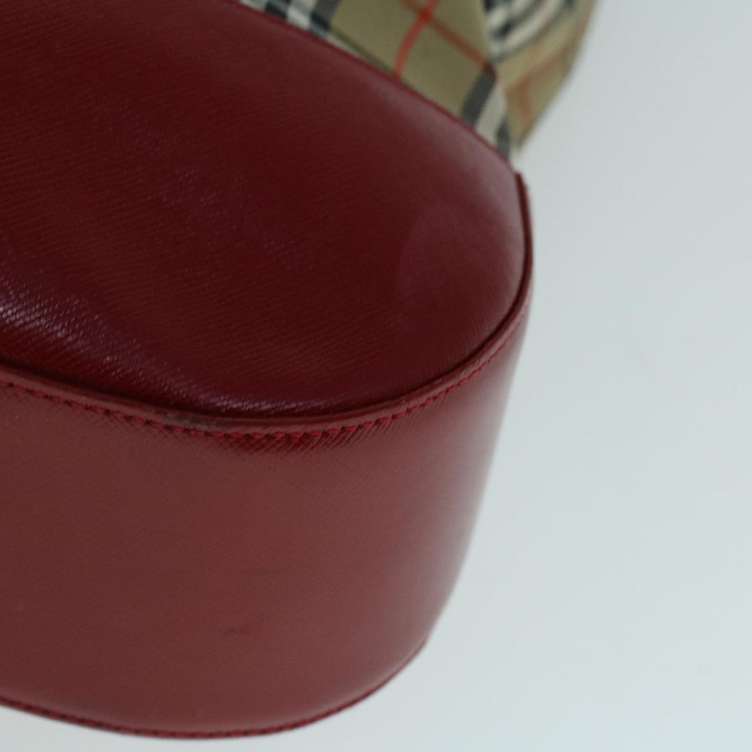 BurberrySs Nova Check Tote Bag Canvas Beige Red Auth 56573