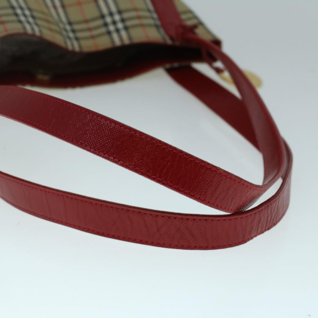 BurberrySs Nova Check Tote Bag Canvas Beige Red Auth 56573