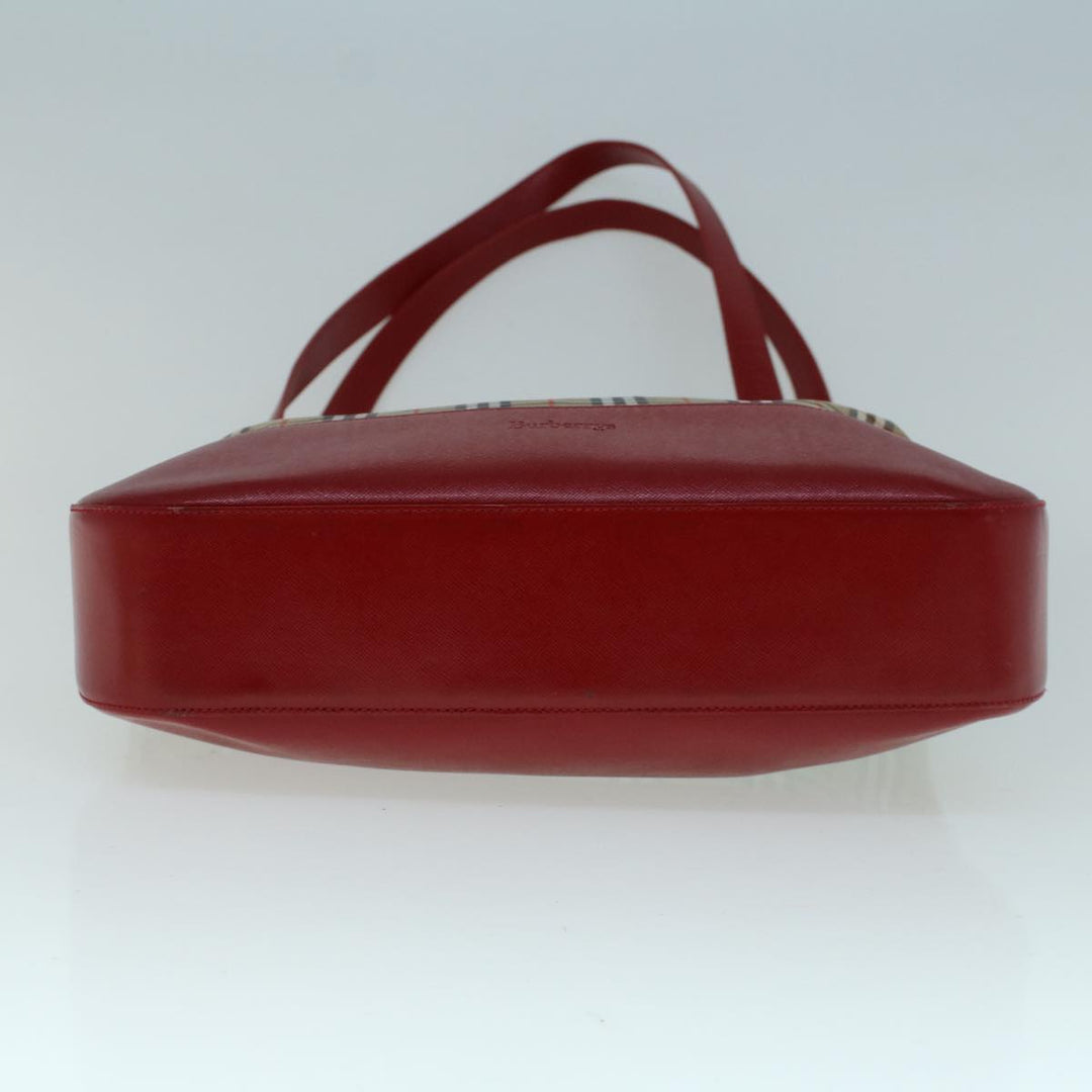 BurberrySs Nova Check Tote Bag Canvas Beige Red Auth 56573