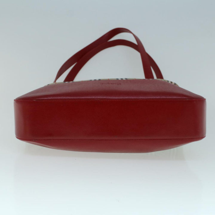 BurberrySs Nova Check Tote Bag Canvas Beige Red Auth 56573