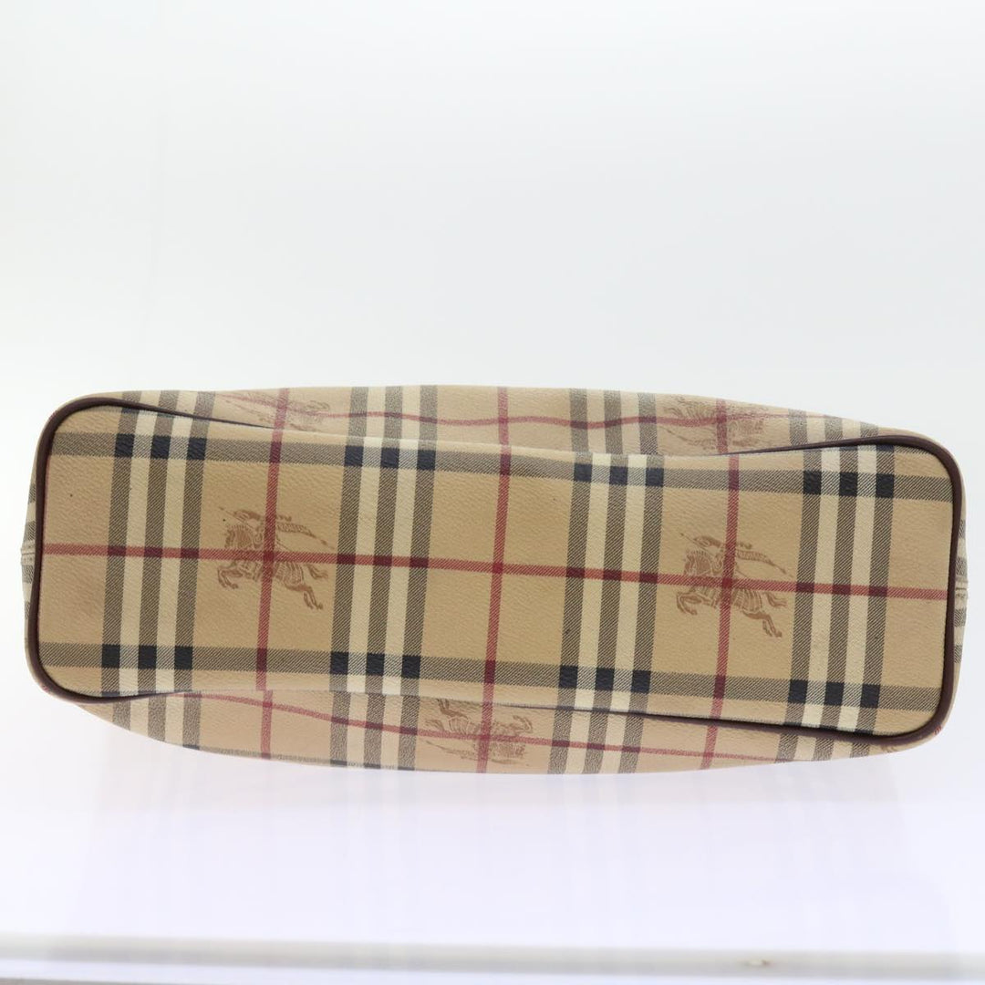 Burberry Nova Check Tote Bag PVC Leather Beige Auth 56575