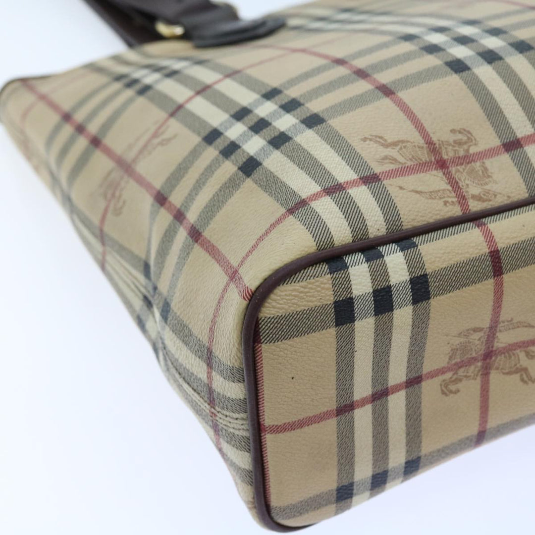 Burberry Nova Check Tote Bag PVC Leather Beige Auth 56575