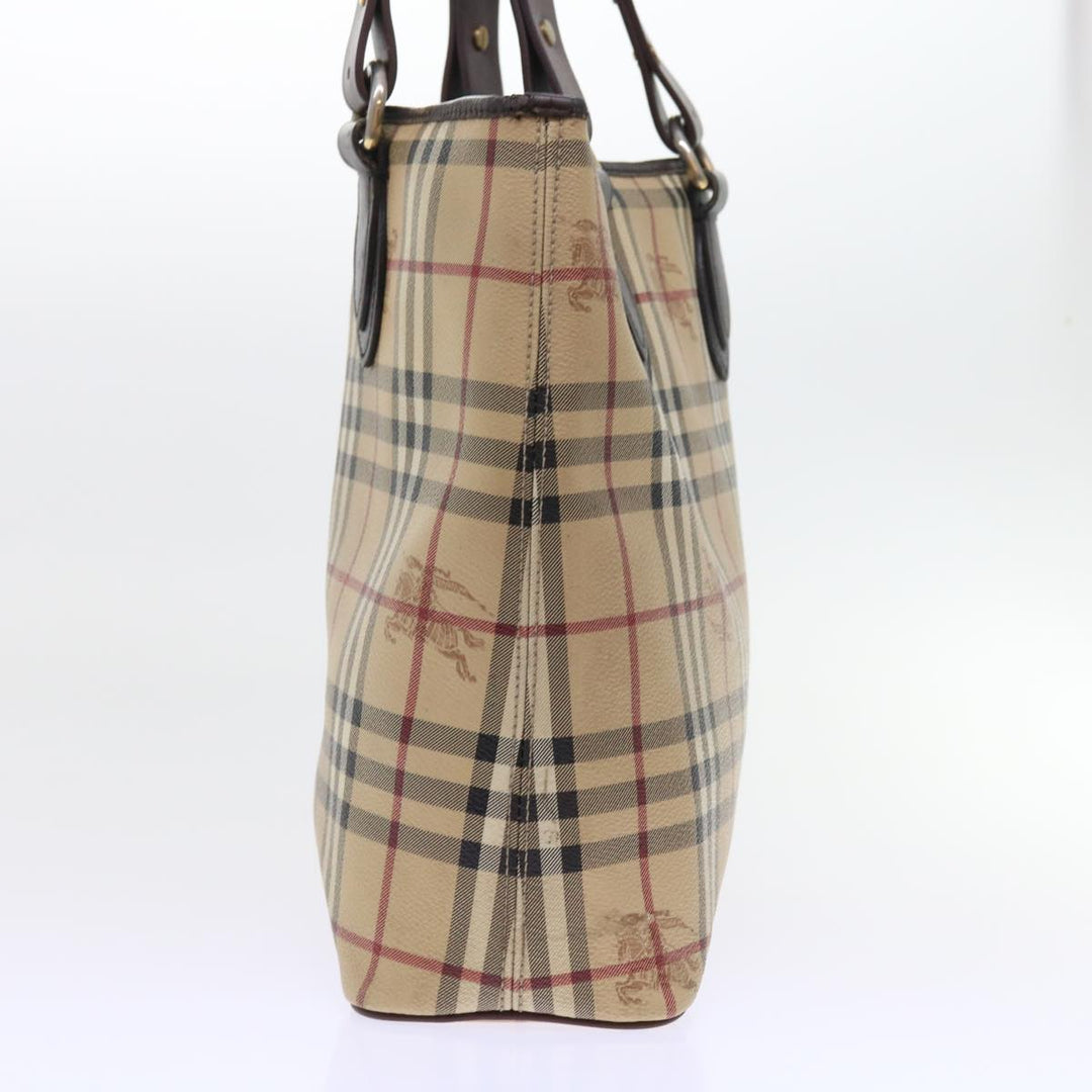 Burberry Nova Check Tote Bag PVC Leather Beige Auth 56575
