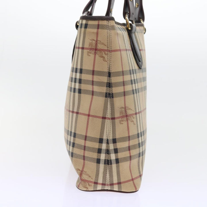 Burberry Nova Check Tote Bag PVC Leather Beige Auth 56575