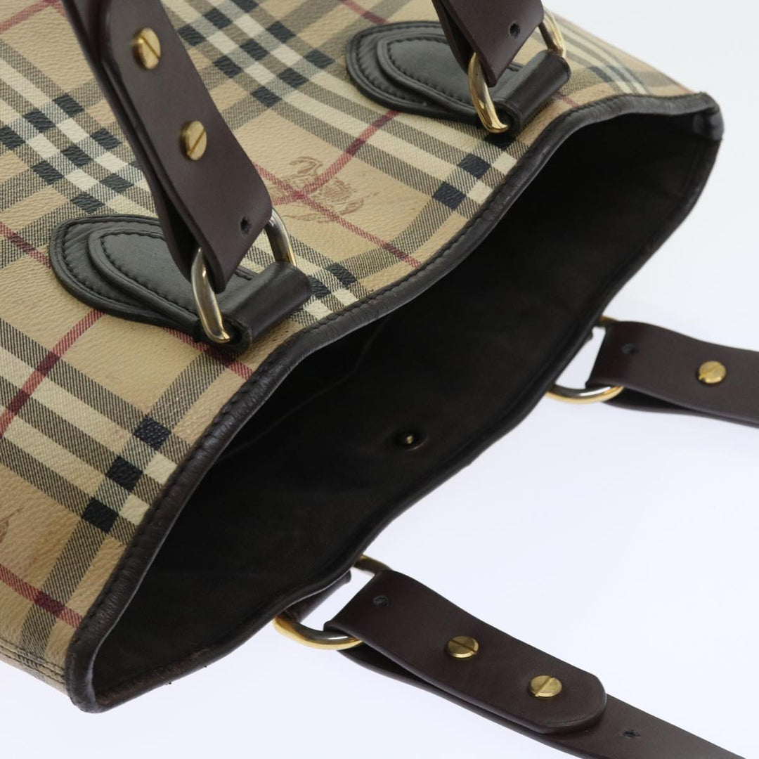 Burberry Nova Check Tote Bag PVC Leather Beige Auth 56575