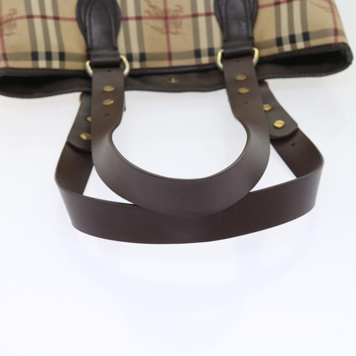 Burberry Nova Check Tote Bag PVC Leather Beige Auth 56575