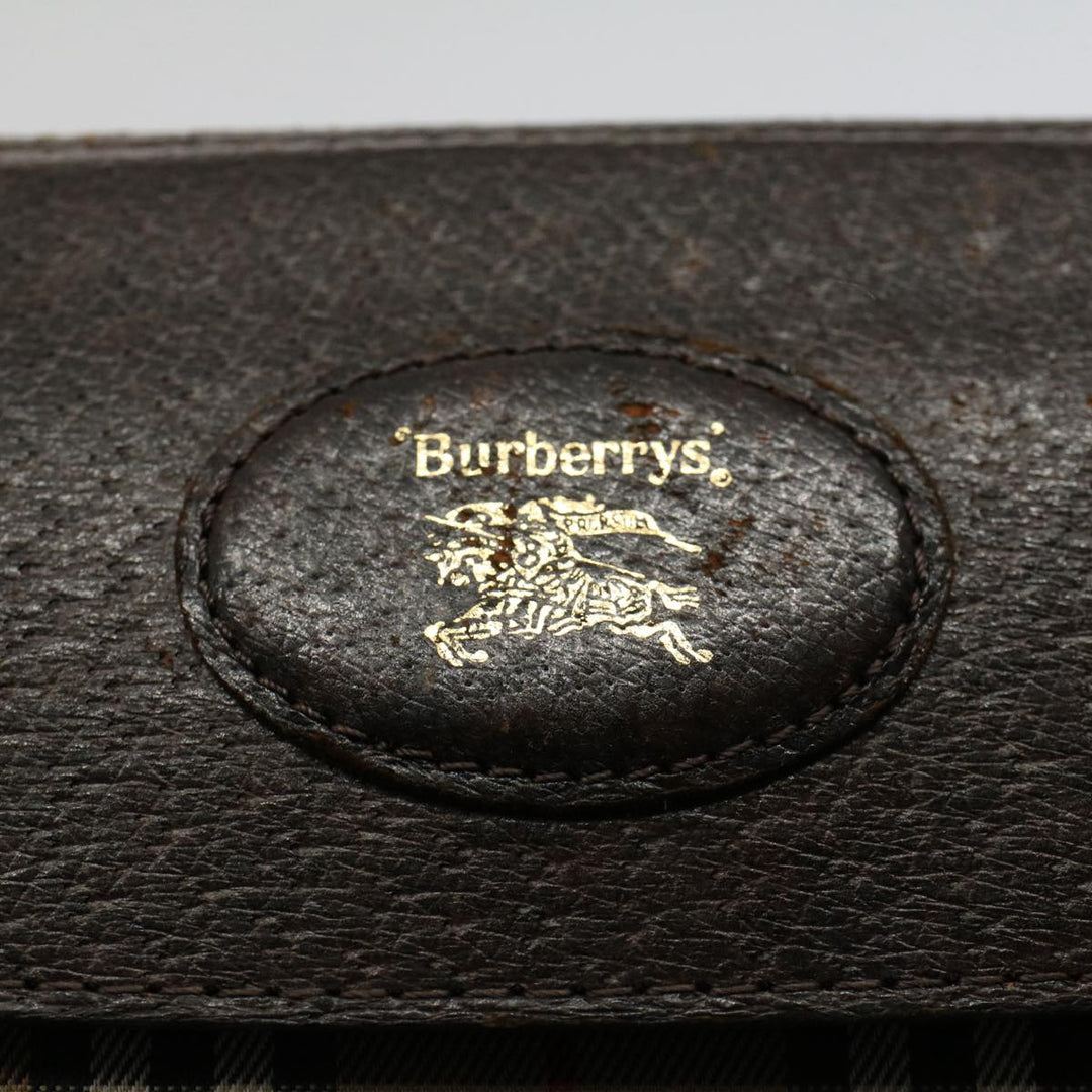 BurberrySs Nova Check Clutch Bag Nylon Canvas Beige Auth 56606