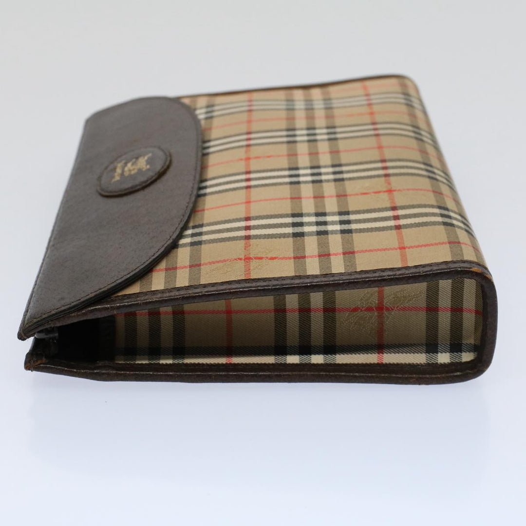 BurberrySs Nova Check Clutch Bag Nylon Canvas Beige Auth 56606
