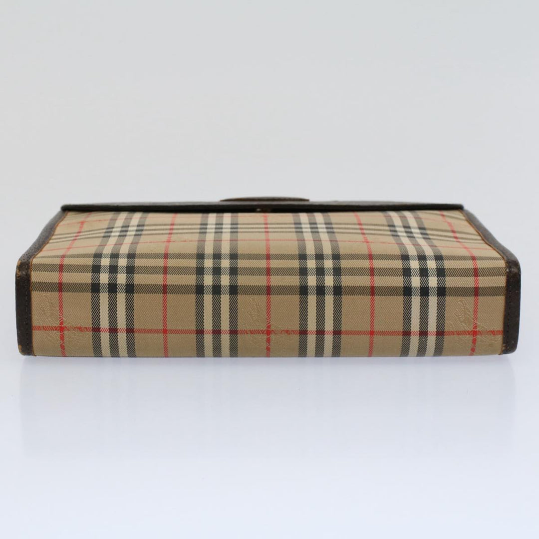 BurberrySs Nova Check Clutch Bag Nylon Canvas Beige Auth 56606