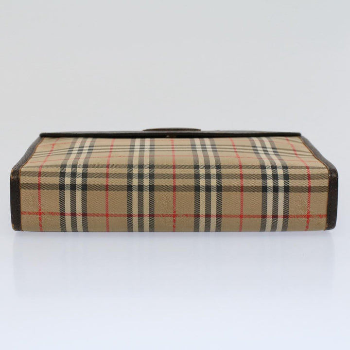 BurberrySs Nova Check Clutch Bag Nylon Canvas Beige Auth 56606