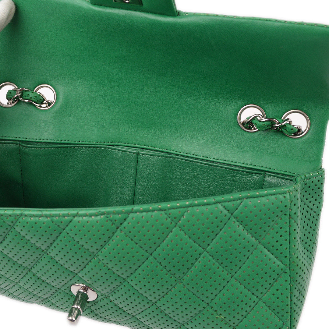 Top Quality Chanel Green Perforated Lambskin East West Shoulder Bag