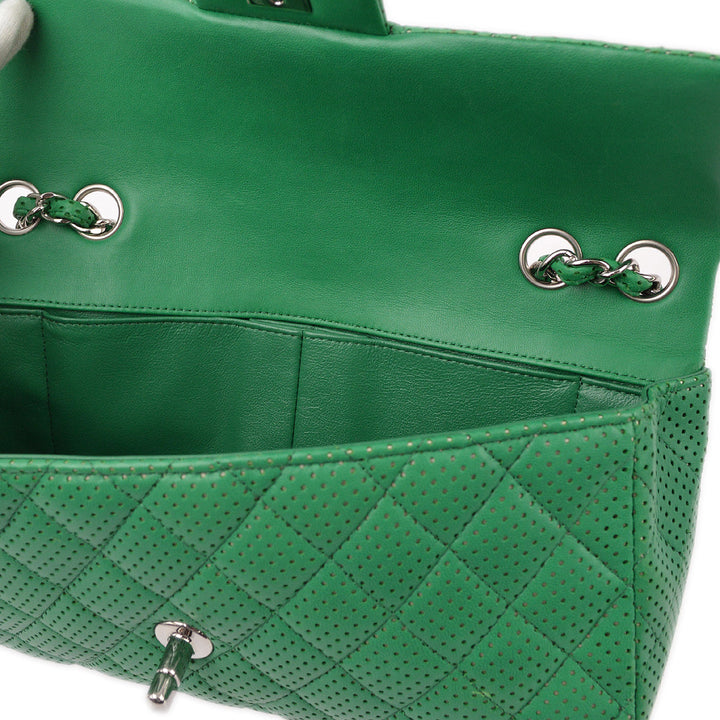 Top Quality Chanel Green Perforated Lambskin East West Shoulder Bag