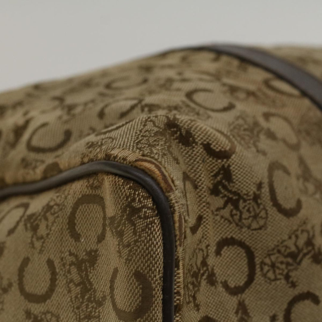Celine C Macadam Canvas Hand Bag Leather Beige Auth 56626