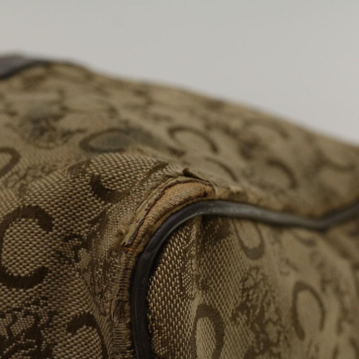 Celine C Macadam Canvas Hand Bag Leather Beige Auth 56626