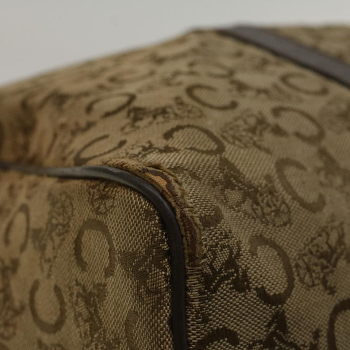 Celine C Macadam Canvas Hand Bag Leather Beige Auth 56626