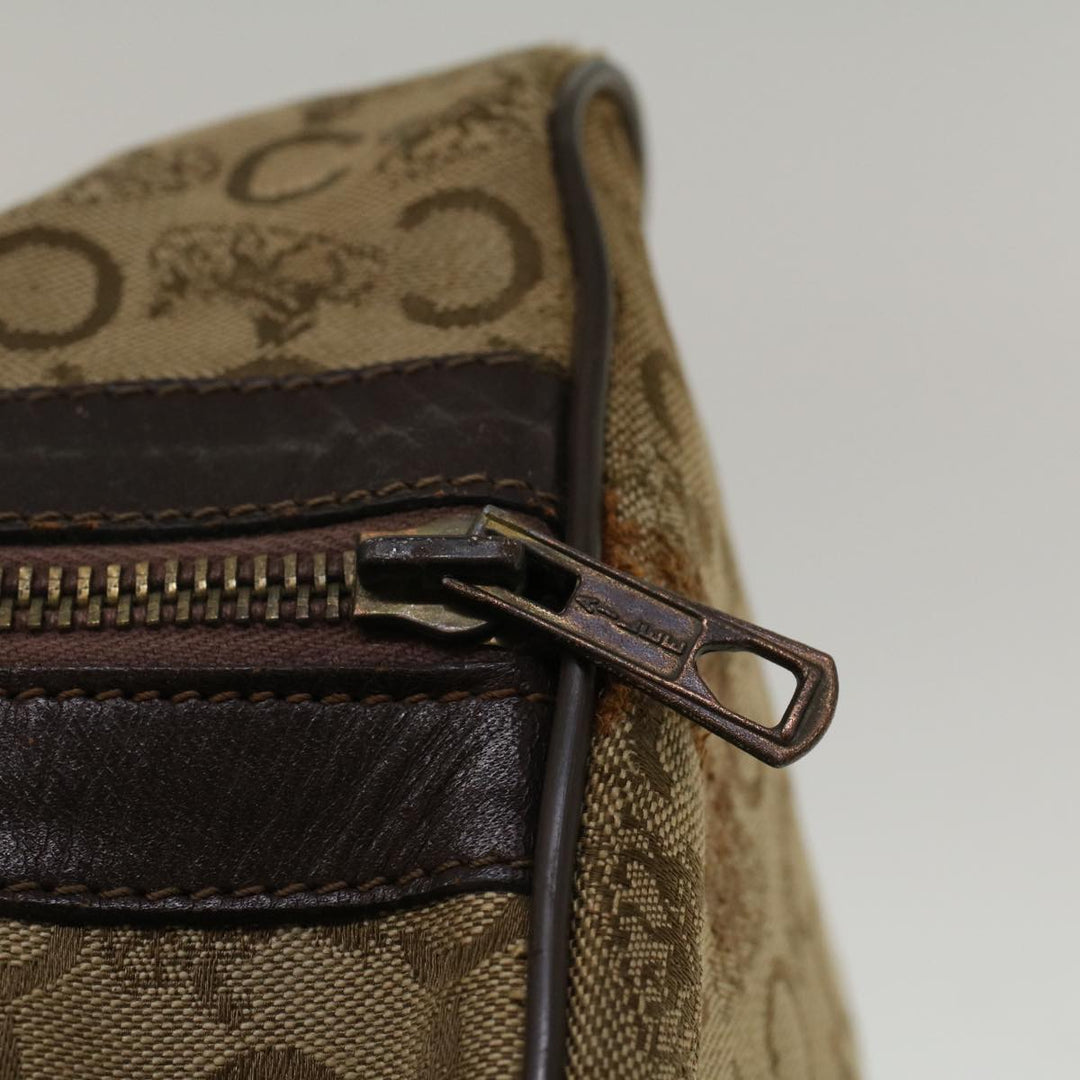 Celine C Macadam Canvas Hand Bag Leather Beige Auth 56626