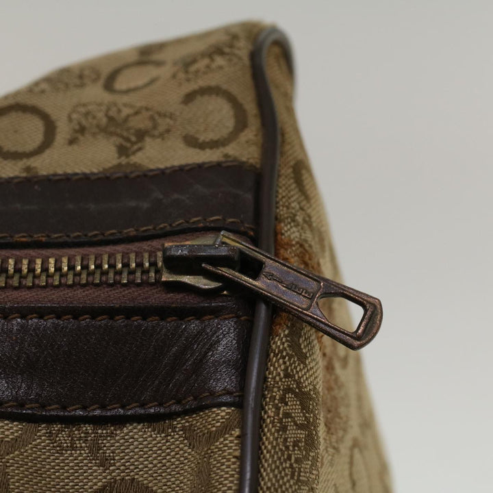 Celine C Macadam Canvas Hand Bag Leather Beige Auth 56626