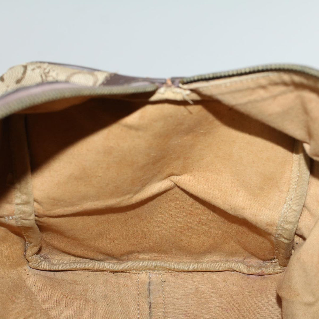 Celine C Macadam Canvas Hand Bag Leather Beige Auth 56626