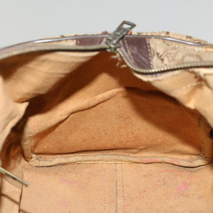 Celine C Macadam Canvas Hand Bag Leather Beige Auth 56626