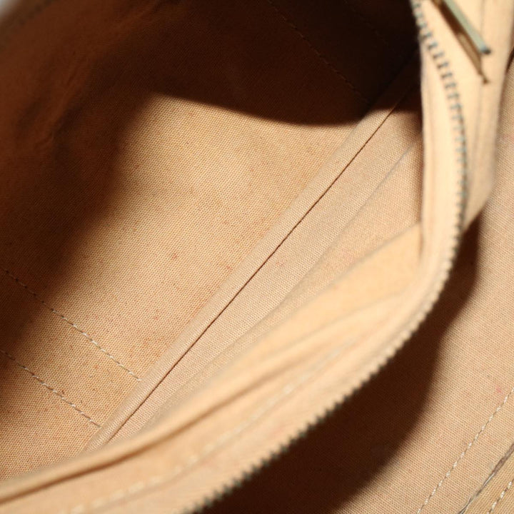 Celine C Macadam Canvas Hand Bag Leather Beige Auth 56626