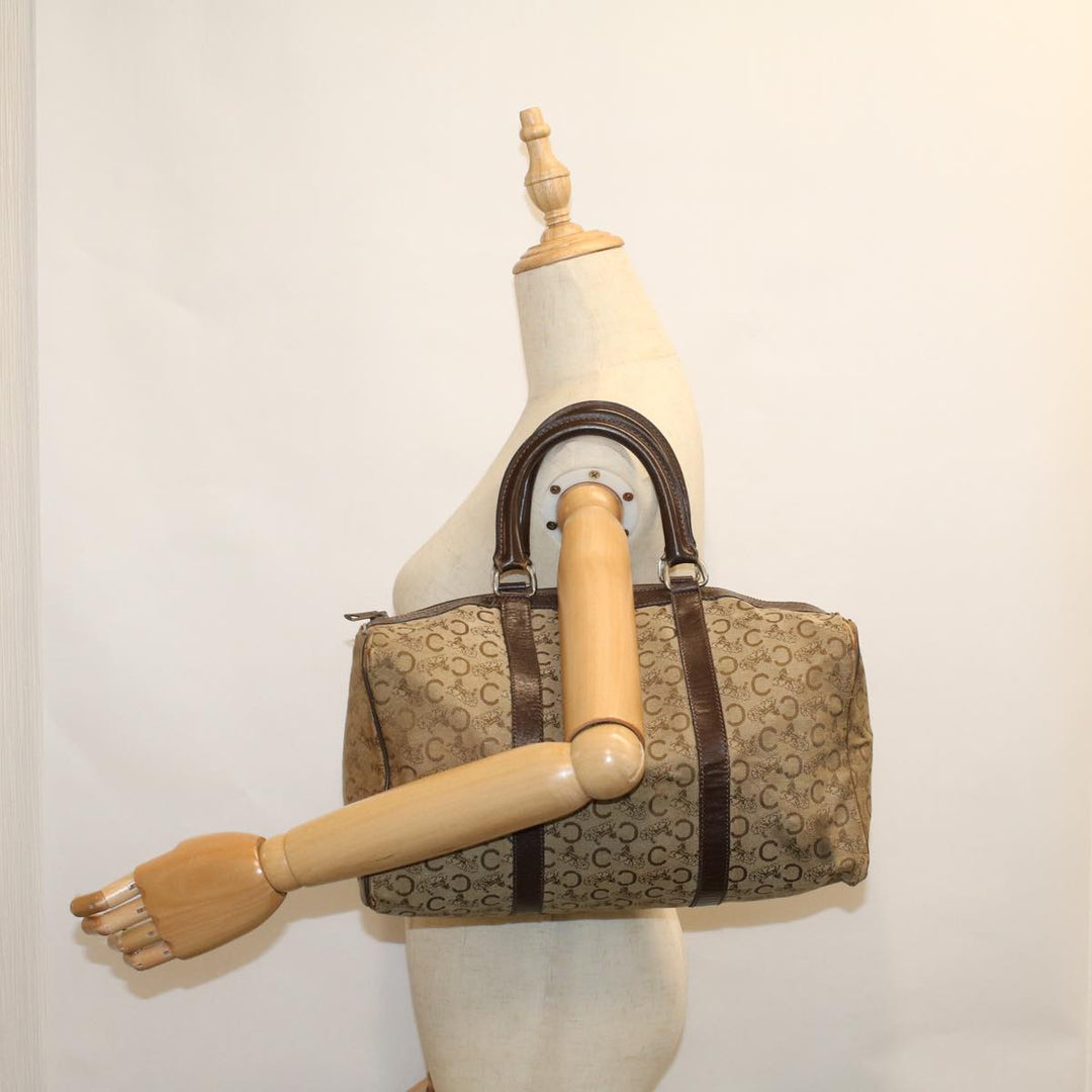 Celine C Macadam Canvas Hand Bag Leather Beige Auth 56626