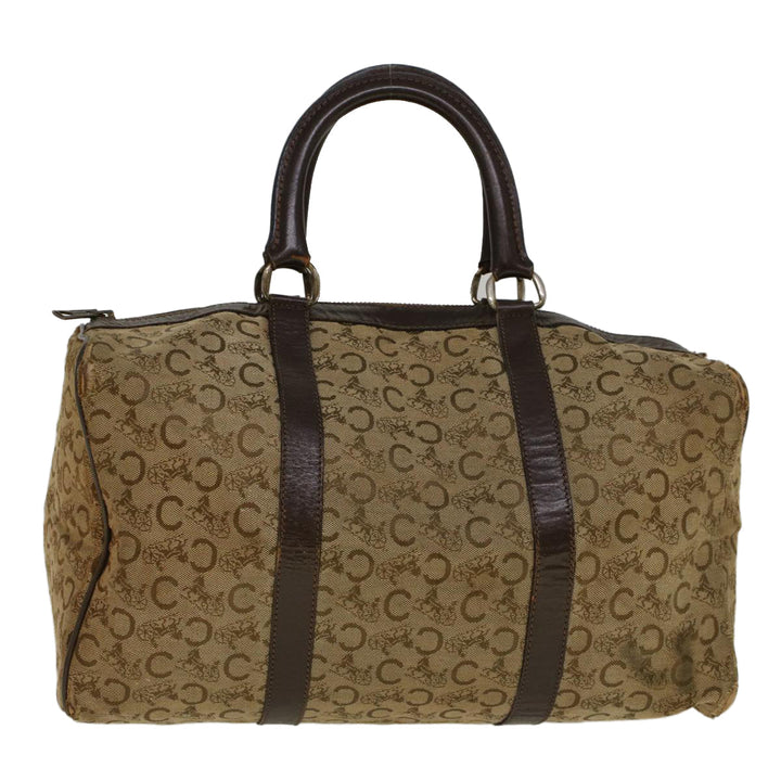 Celine C Macadam Canvas Hand Bag Leather Beige Auth 56626