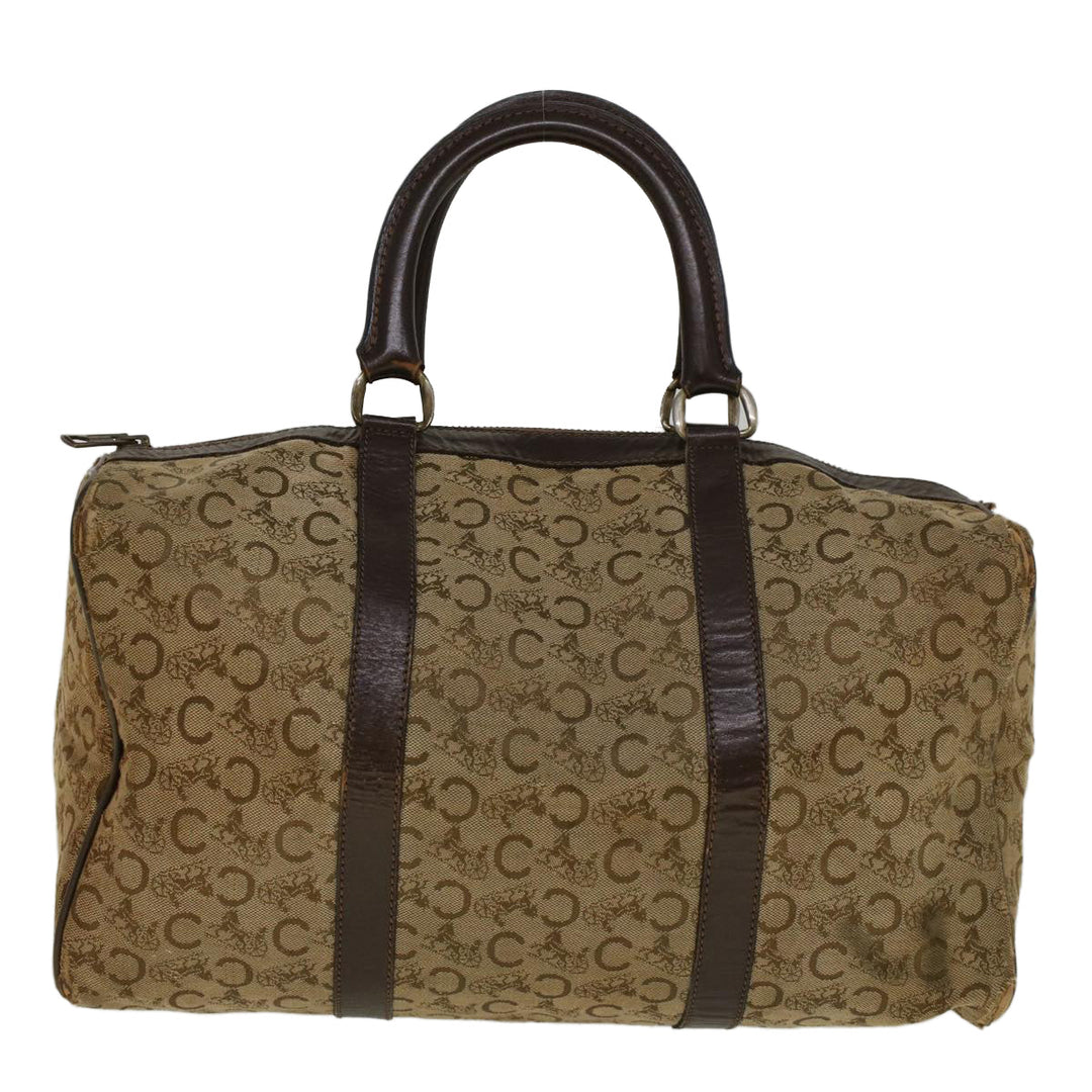 Celine C Macadam Canvas Hand Bag Leather Beige Auth 56626