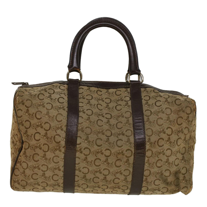 Celine C Macadam Canvas Hand Bag Leather Beige Auth 56626