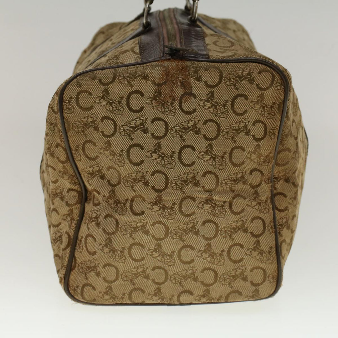 Celine C Macadam Canvas Hand Bag Leather Beige Auth 56626