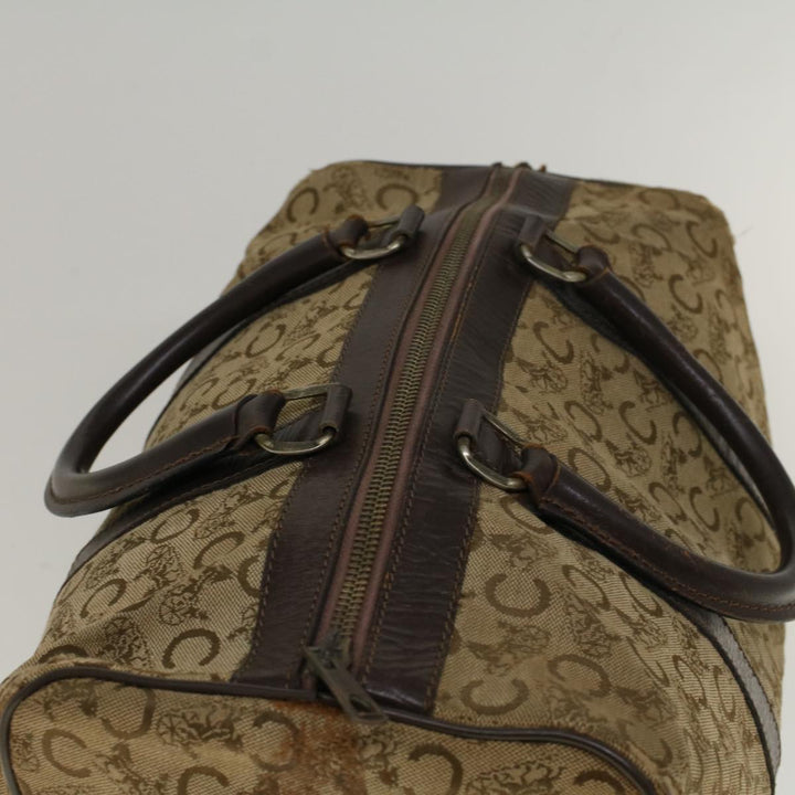 Celine C Macadam Canvas Hand Bag Leather Beige Auth 56626