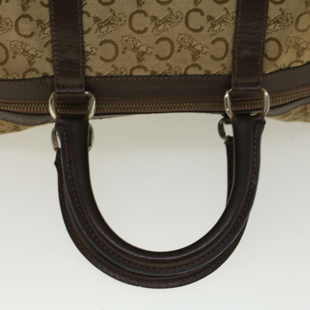 Celine C Macadam Canvas Hand Bag Leather Beige Auth 56626
