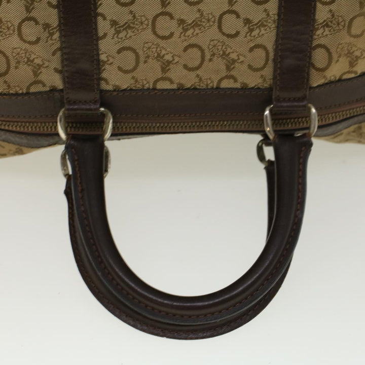 Celine C Macadam Canvas Hand Bag Leather Beige Auth 56626