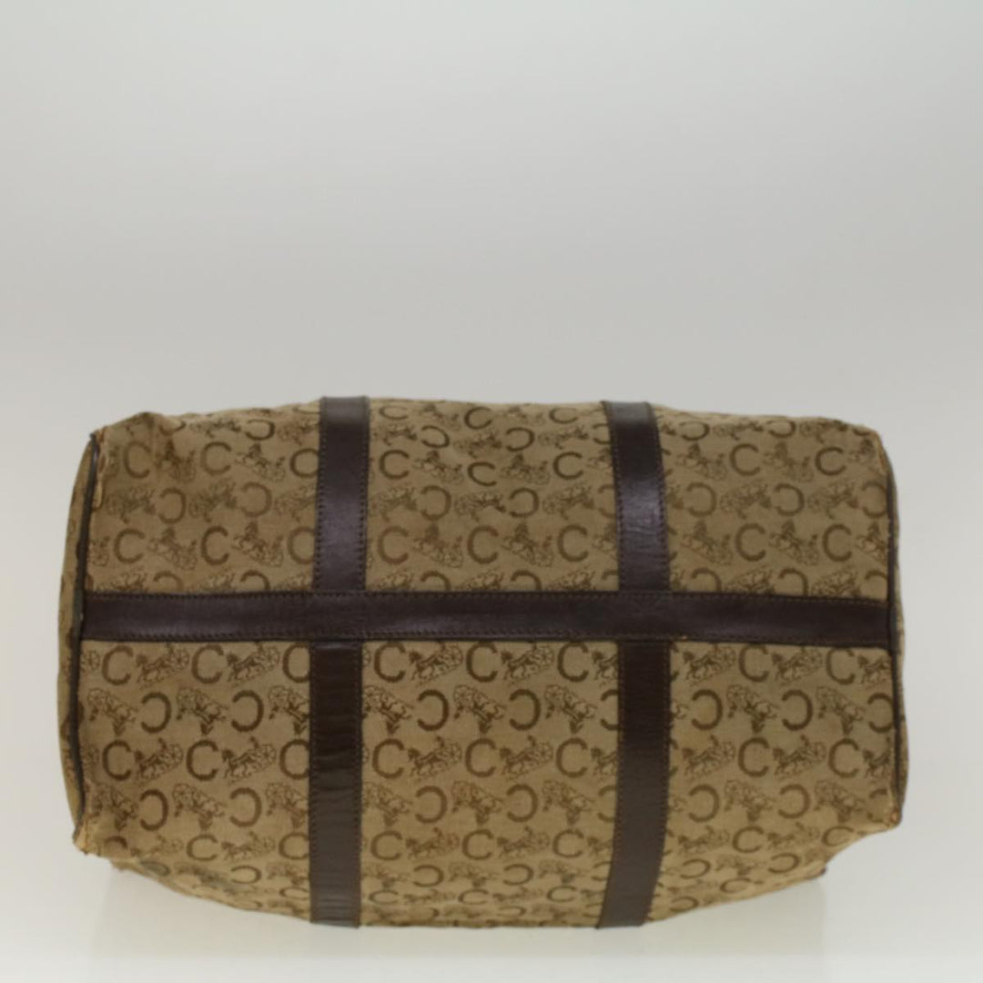 Celine C Macadam Canvas Hand Bag Leather Beige Auth 56626