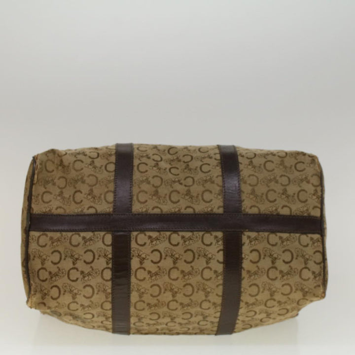 Celine C Macadam Canvas Hand Bag Leather Beige Auth 56626