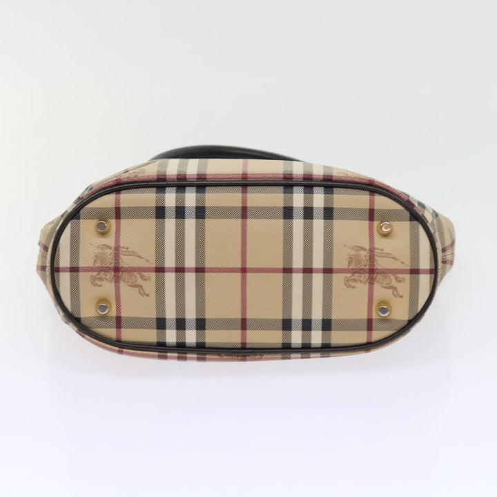 Burberry Nova Check Shoulder Bag PVC Leather 2way Beige Black Auth 56661